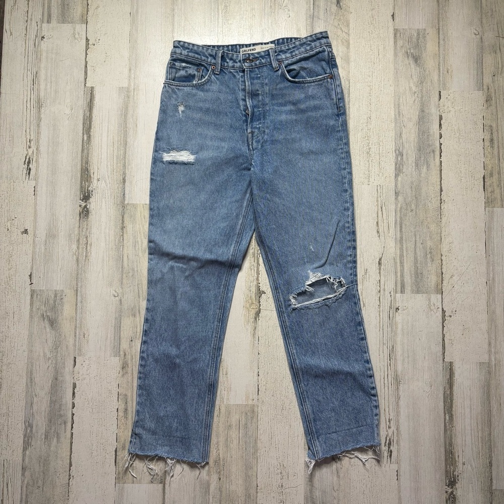 GRLFRND Karolina Straight Crop Distressed Boyfriend Jean Size 27